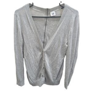 Cabi Womens Size XS Cardigan Sweater Heather Gray Button Zip Back Shirt Light